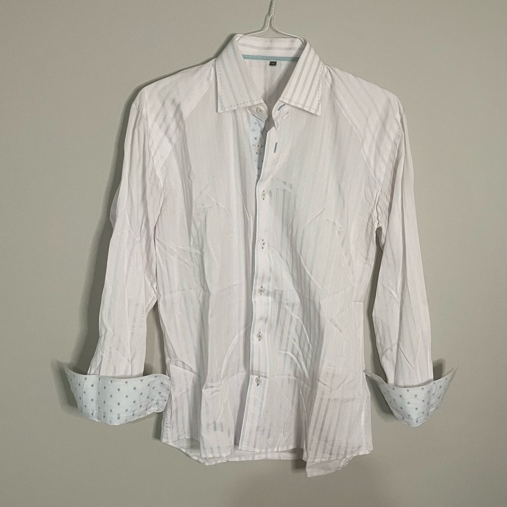 STONE ROSE Size 3 (Medium) White (Pink/Purple Stripes) with Patterns Long Sleeve